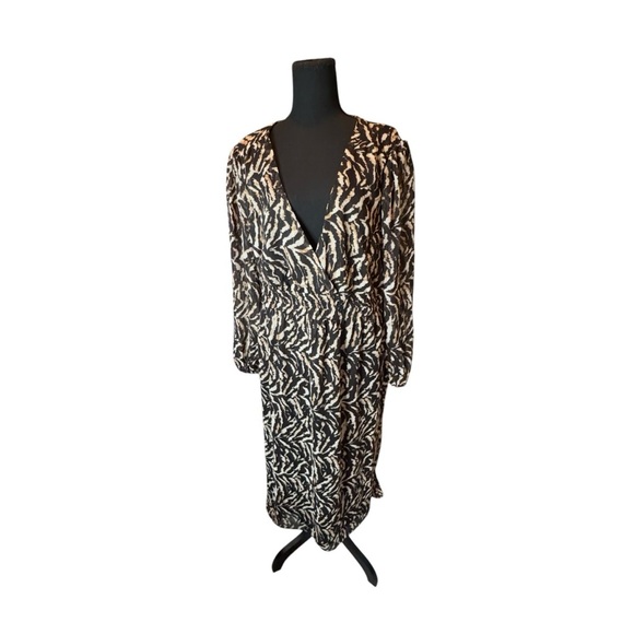 Sofia Jeans Women's Empire Dress Long Sleeves Mid Calf Length XXL Leopard Z78 - Picture 2 of 12